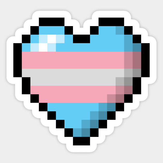 Large Pixel Heart Design in Transgender Pride Flag Colors Sticker by LiveLoudGraphics